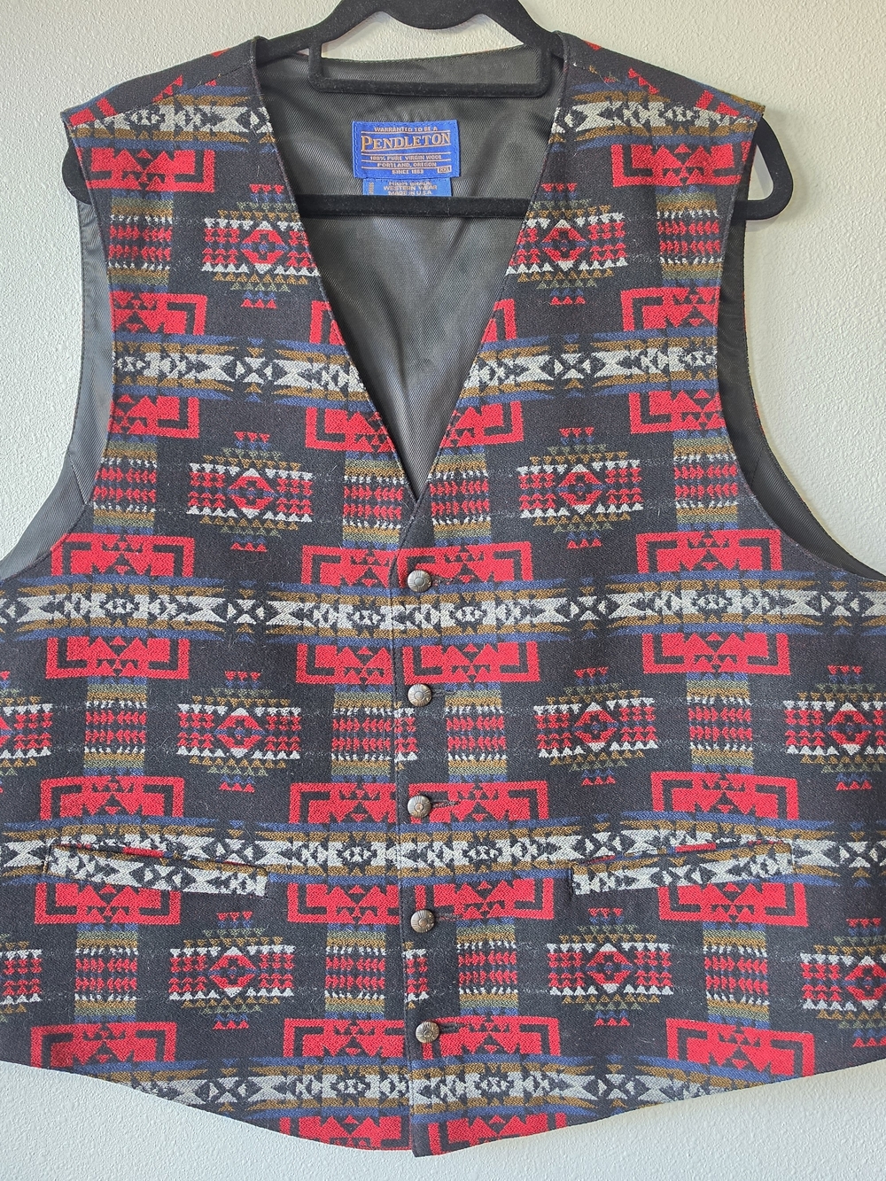 Vintage Pendleton High Grade Western Wear Men's Wool Aztec Waistcoat Vest XXL